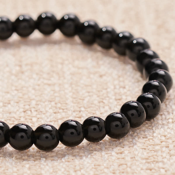 Buddha Stones Black Obsidian LET GO Letters Beads Strength Bracelet - image 4