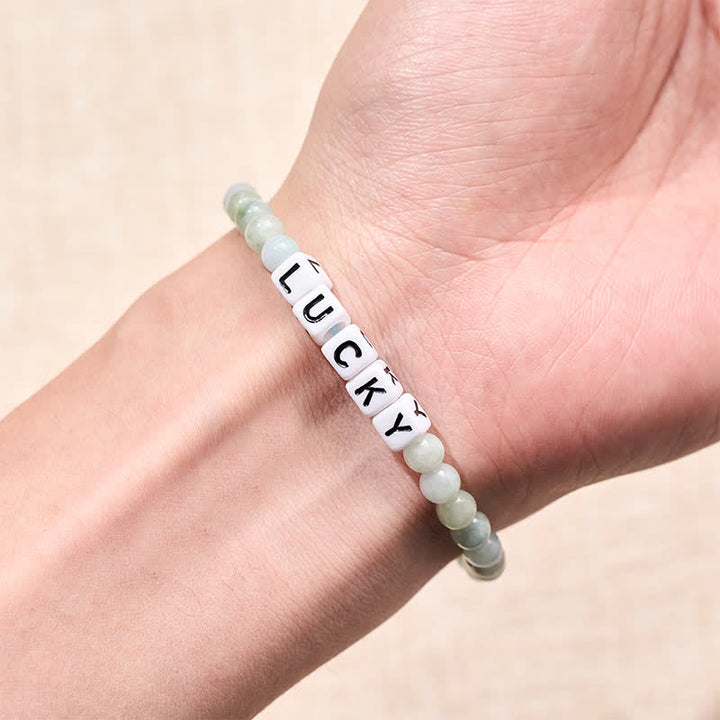 Buddha Stones Jade LUCKY Letters Beads Abundance Bracelet - image 3