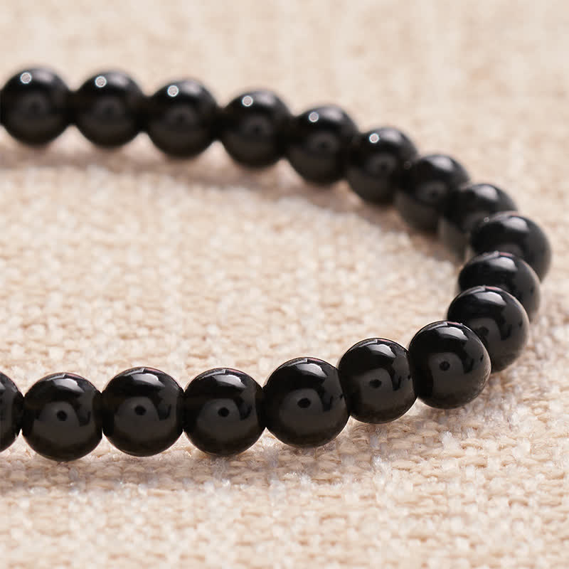 Buddha Stones Black Obsidian FAITH Letters Beads Purification Bracelet - image 4
