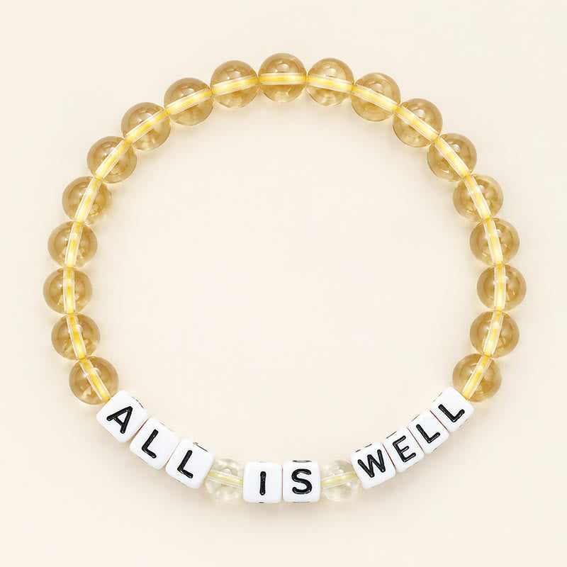 Buddha Stones Citrine Clear Quartz ALL IS WELL Letters Beads Pleasure Bracelet - Citrine(Happiness ♥ Prosperity) - image 0