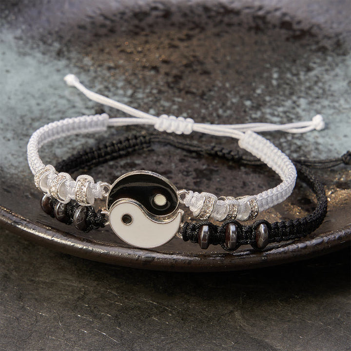 Buddha Stones 2pcs Yin Yang Hematite Support Adjustable Couple Bracelet - image 3