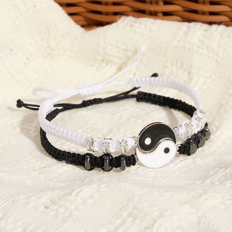 Buddha Stones 2pcs Yin Yang Hematite Support Adjustable Couple Bracelet - image 1