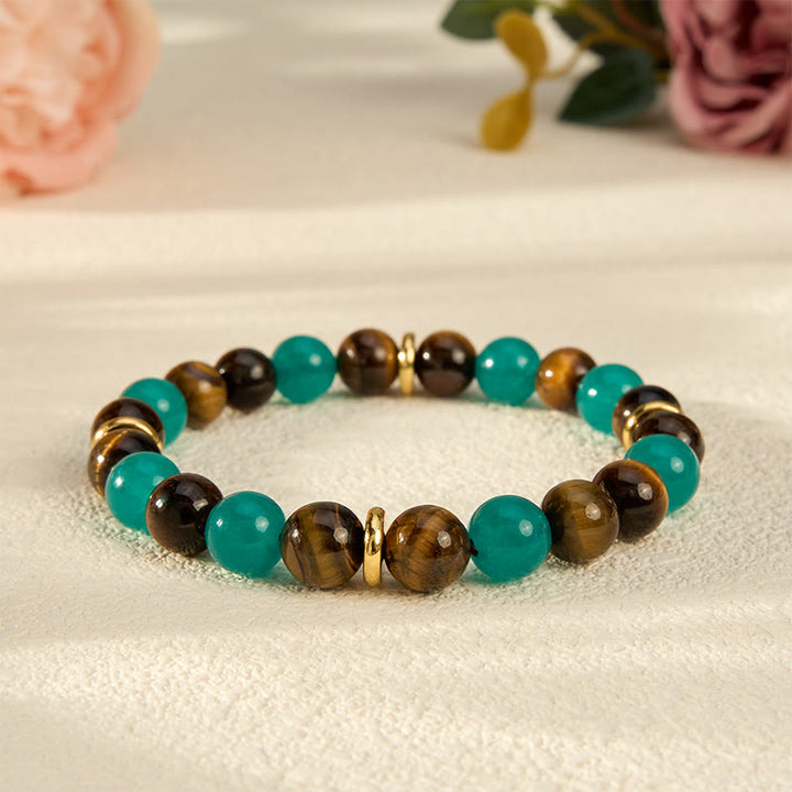 Buddha Stones Tiger Eye Amazonite Beaded Strength Bracelet - Tiger Eye(Courage ♥ Strength) - image 0