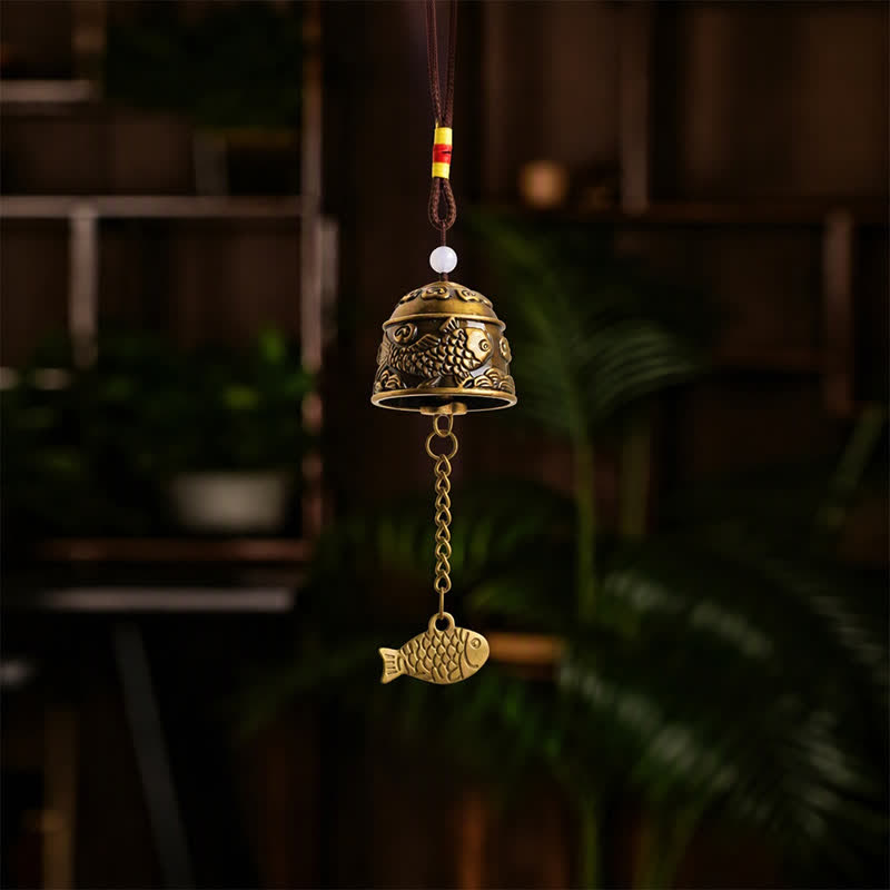 Buddha Stones Copper Double Dragon Koi Fish Good Fortune Bells & Chimes - image 10