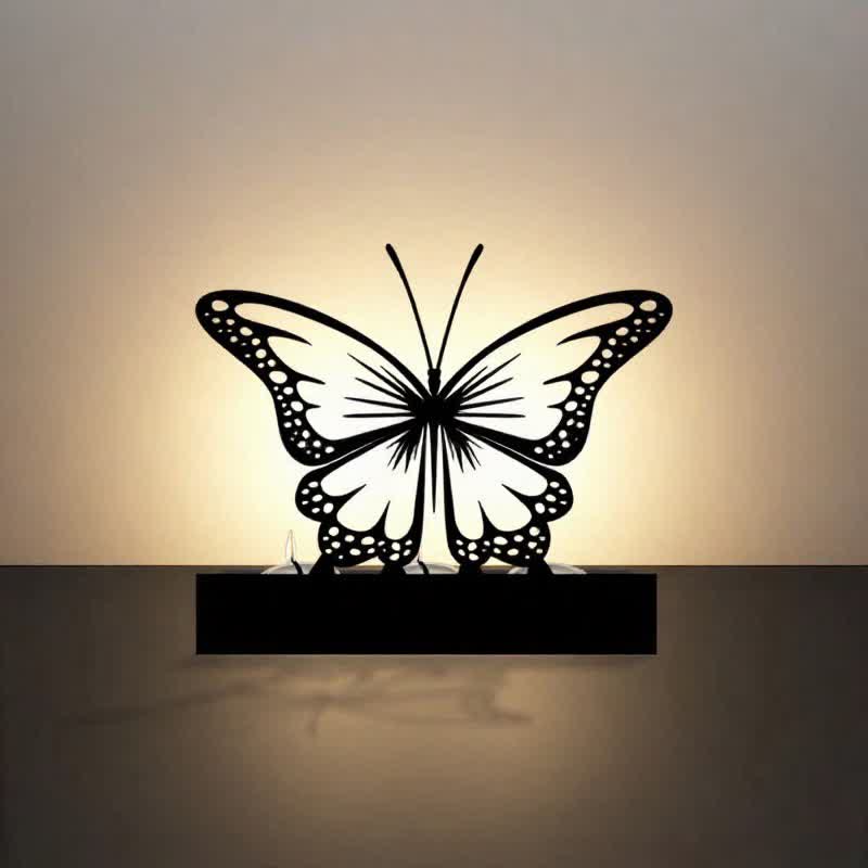 Buddha Stones Black Iron Butterfly Transformation Three Light Candle Holder - image 2
