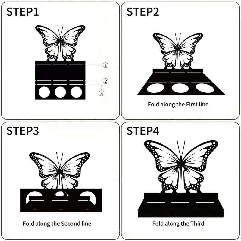 Buddha Stones Black Iron Butterfly Transformation Three Light Candle Holder - image 8