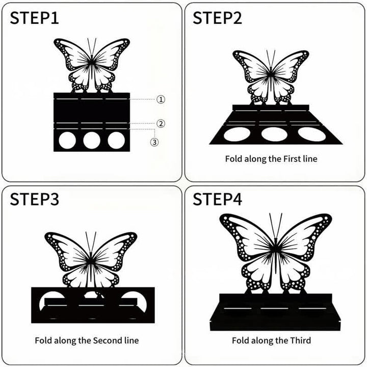 Buddha Stones Black Iron Butterfly Transformation Three Light Candle Holder - image 8