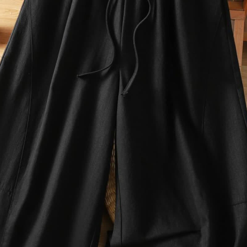 Buddha Stones Fall Casual Minimalist Drawstring Solid Ankle Pants Women's Straight Leg Pants With Pockets - image 9