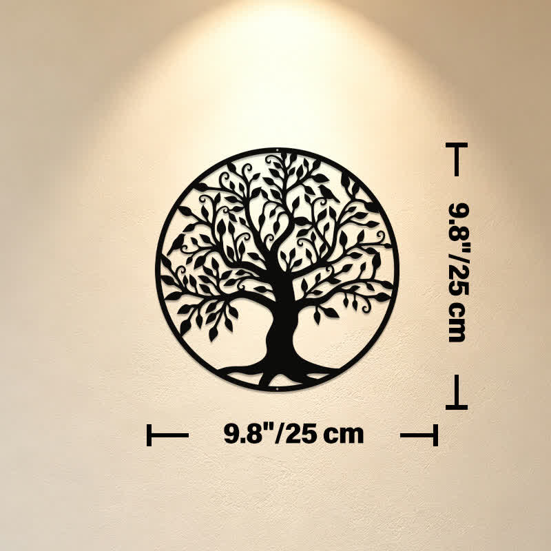 Buddha Stones Round Metal Tree of Life Unity Meaningful Symbols Wall Art - Approx. 25cm x 25cm x 0.1cm / 9.84in x 9.84in x 0.04in - image 2