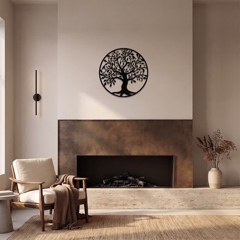 Buddha Stones Round Metal Tree of Life Unity Meaningful Symbols Wall Art - image 11