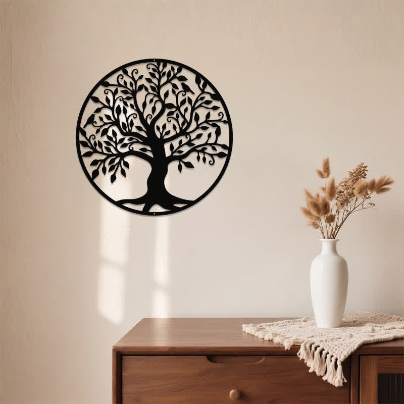 Buddha Stones Round Metal Tree of Life Unity Meaningful Symbols Wall Art - image 3