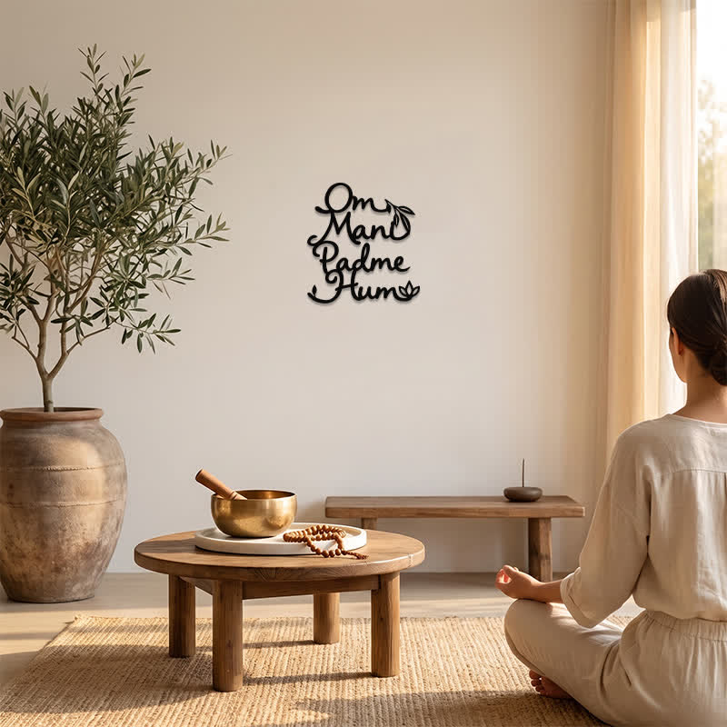 Buddha Stones Om Mani Padme Hum Wisdom Zen Calligraphy Metal Wall Decor - image 5