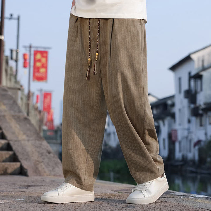 Buddha Stones Spring Fall Minimalist Casual Drawstring Solid Ankle Pants Men's Straight Leg Pants With Pockets - image 2