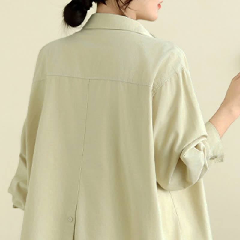 Buddha Stones Fall Casual Minimalist Button-Up Solid Cotton Women's Jacket With Pocket - image 21