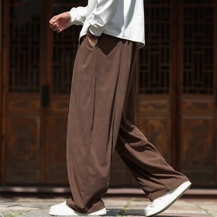 Buddha Stones Spring Fall Casual Minimalist Drawstring Solid Ankle Pants Corduroy Men's Straight Leg Pants With Pockets - image 30