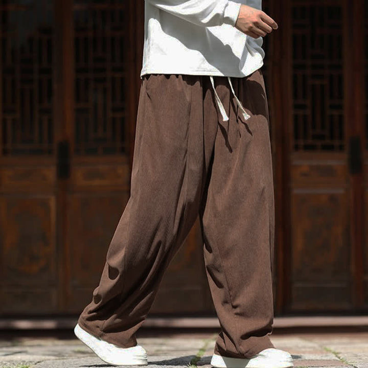 Buddha Stones Spring Fall Casual Minimalist Drawstring Solid Ankle Pants Corduroy Men's Straight Leg Pants With Pockets - image 27