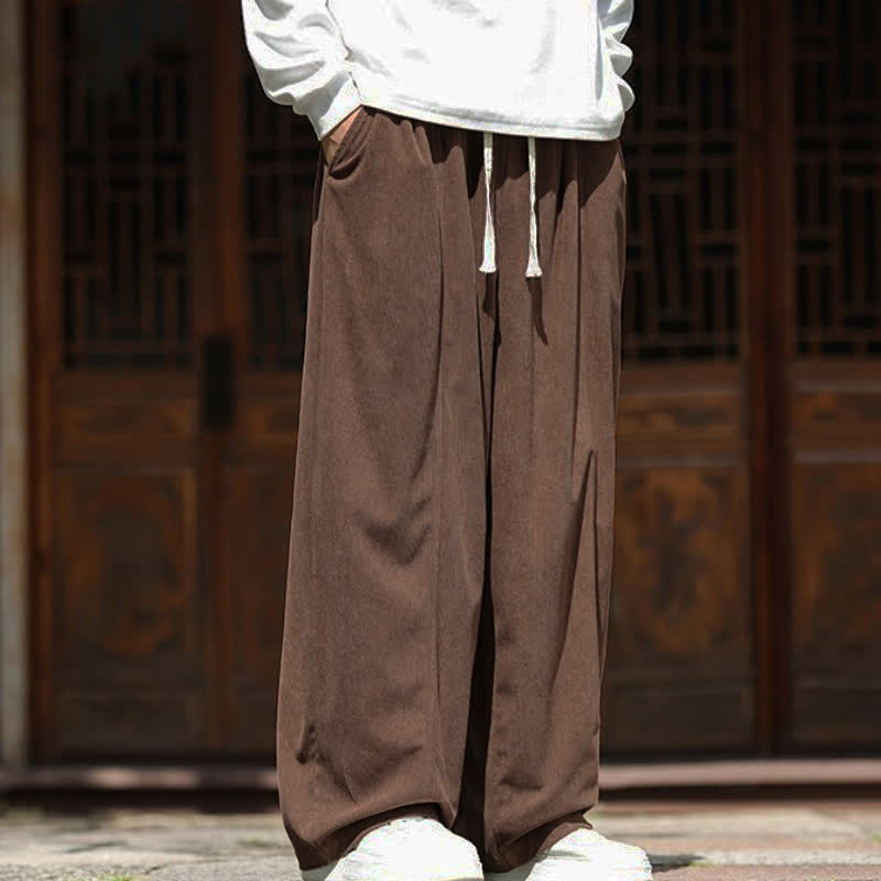 Buddha Stones Spring Fall Casual Minimalist Drawstring Solid Ankle Pants Corduroy Men's Straight Leg Pants With Pockets - image 29
