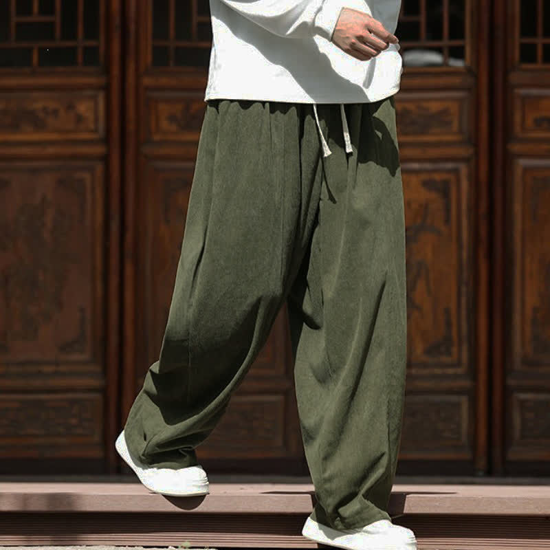 Buddha Stones Spring Fall Casual Minimalist Drawstring Solid Ankle Pants Corduroy Men's Straight Leg Pants With Pockets - image 21