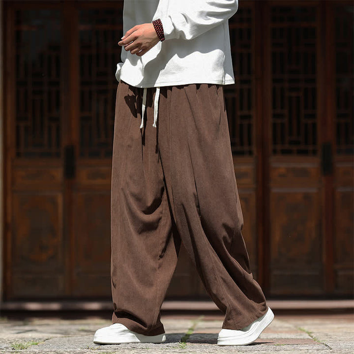 Buddha Stones Spring Fall Casual Minimalist Drawstring Solid Ankle Pants Corduroy Men's Straight Leg Pants With Pockets - image 32