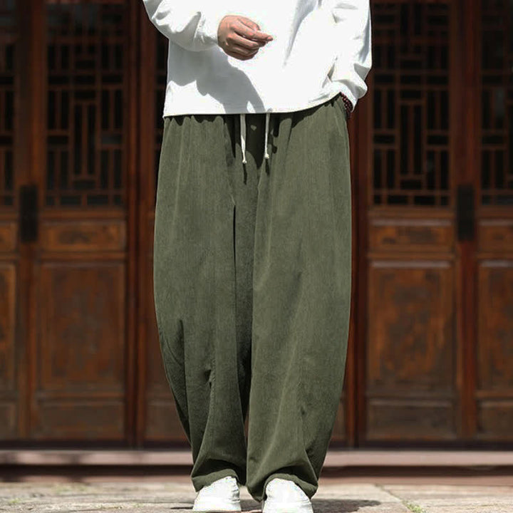 Buddha Stones Spring Fall Casual Minimalist Drawstring Solid Ankle Pants Corduroy Men's Straight Leg Pants With Pockets - image 23