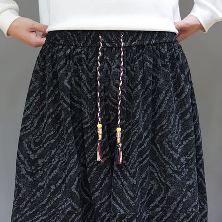 Buddha Stones Fall Winter Casual Boho Drawstring Abstract Lines Cropped Pants Corduroy Men's Harem Pants With Pockets - image 18