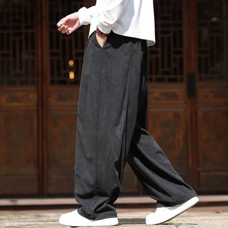 Buddha Stones Spring Fall Casual Minimalist Drawstring Solid Ankle Pants Corduroy Men's Straight Leg Pants With Pockets - image 17