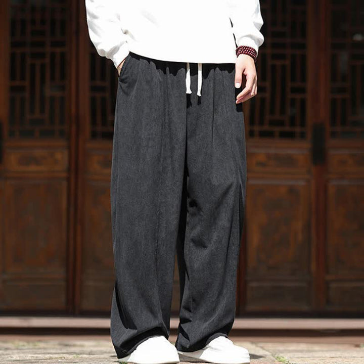 Buddha Stones Spring Fall Casual Minimalist Drawstring Solid Ankle Pants Corduroy Men's Straight Leg Pants With Pockets - image 14