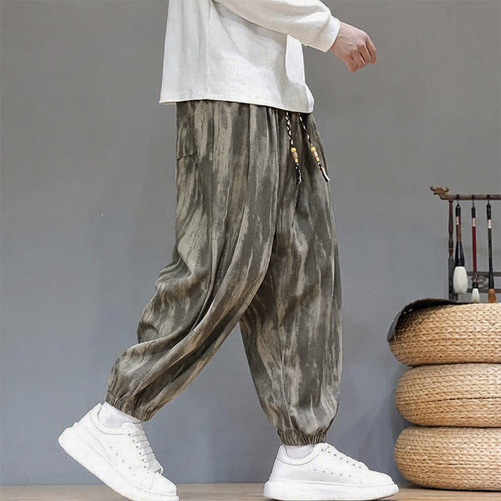 Buddha Stones Fall Winter Casual Drawstring Stripes Cropped Pants Corduroy Men's Harem Pants With Pockets - image 7