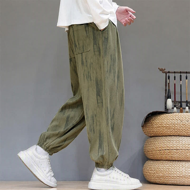 Buddha Stones Fall Winter Casual Drawstring Stripes Cropped Pants Corduroy Men's Harem Pants With Pockets - image 20