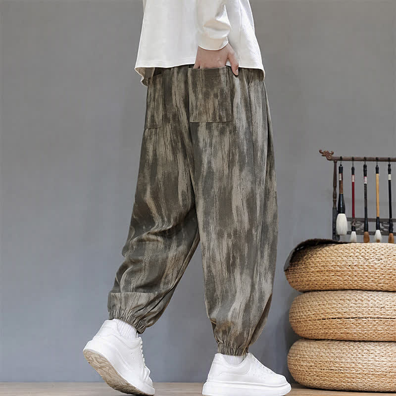Buddha Stones Fall Winter Casual Drawstring Stripes Cropped Pants Corduroy Men's Harem Pants With Pockets - image 4