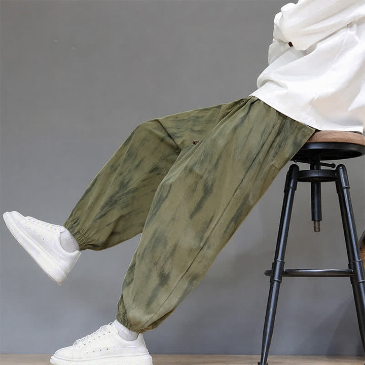 Buddha Stones Fall Winter Casual Drawstring Stripes Cropped Pants Corduroy Men's Harem Pants With Pockets - image 24