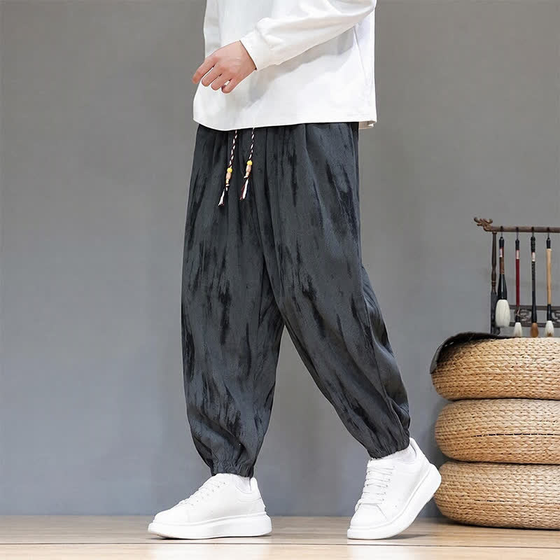 Buddha Stones Fall Winter Casual Drawstring Stripes Cropped Pants Corduroy Men's Harem Pants With Pockets - image 14