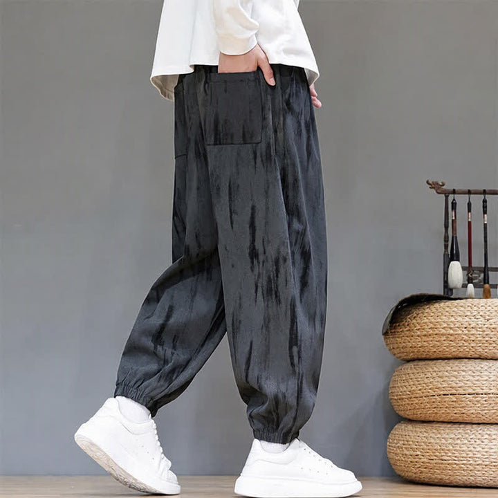 Buddha Stones Fall Winter Casual Drawstring Stripes Cropped Pants Corduroy Men's Harem Pants With Pockets - image 11