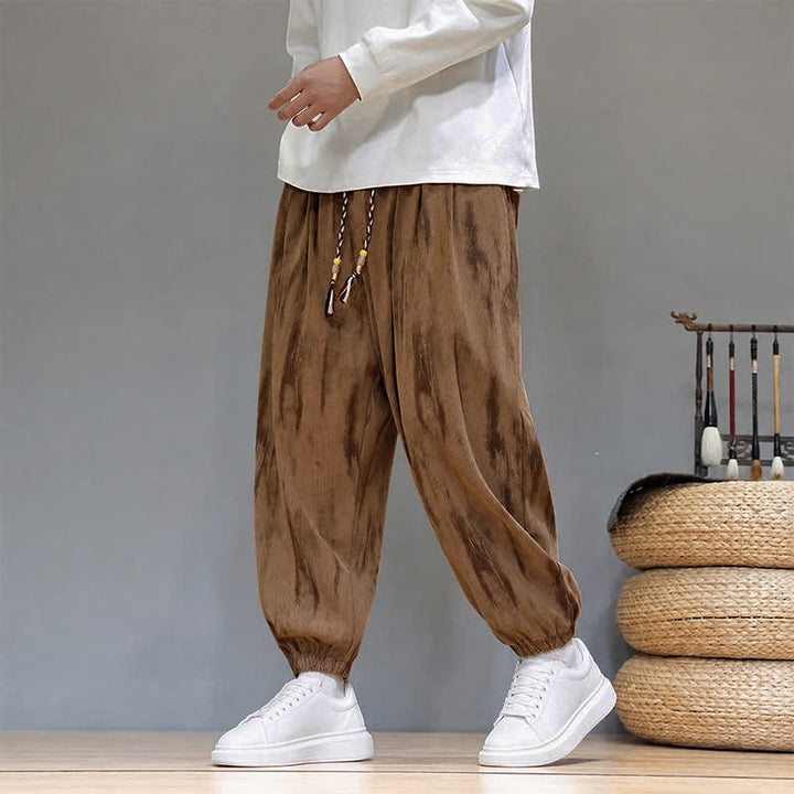 Buddha Stones Fall Winter Casual Drawstring Stripes Cropped Pants Corduroy Men's Harem Pants With Pockets - Peru - US/UK/AU46, EU56 (5XL) - image 25