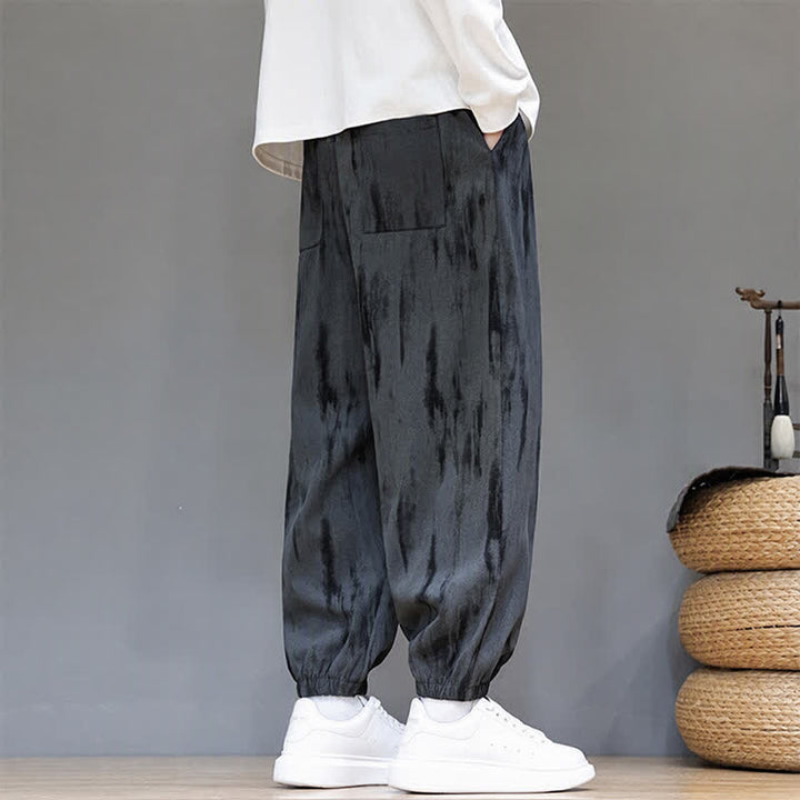 Buddha Stones Fall Winter Casual Drawstring Stripes Cropped Pants Corduroy Men's Harem Pants With Pockets - image 12