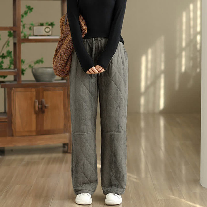 Buddha Stones Winter Casual Drawstring Geometric Rhombus Lines Long Pants Women's Straight Leg Pants With Pockets - image 5