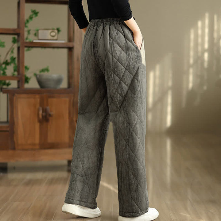 Buddha Stones Winter Casual Drawstring Geometric Rhombus Lines Long Pants Women's Straight Leg Pants With Pockets - image 4