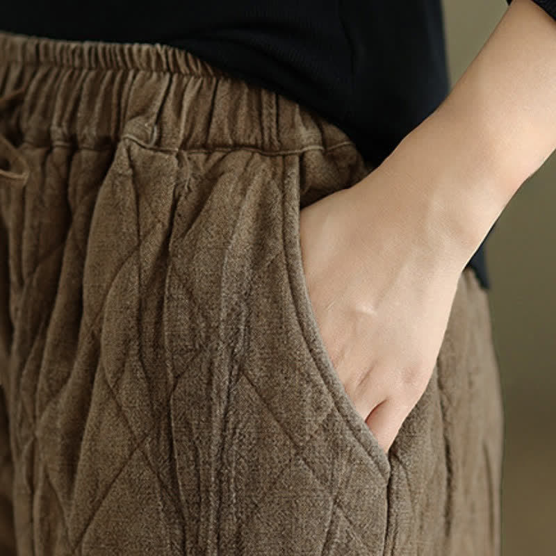 Buddha Stones Winter Casual Drawstring Geometric Rhombus Lines Long Pants Women's Straight Leg Pants With Pockets - image 13