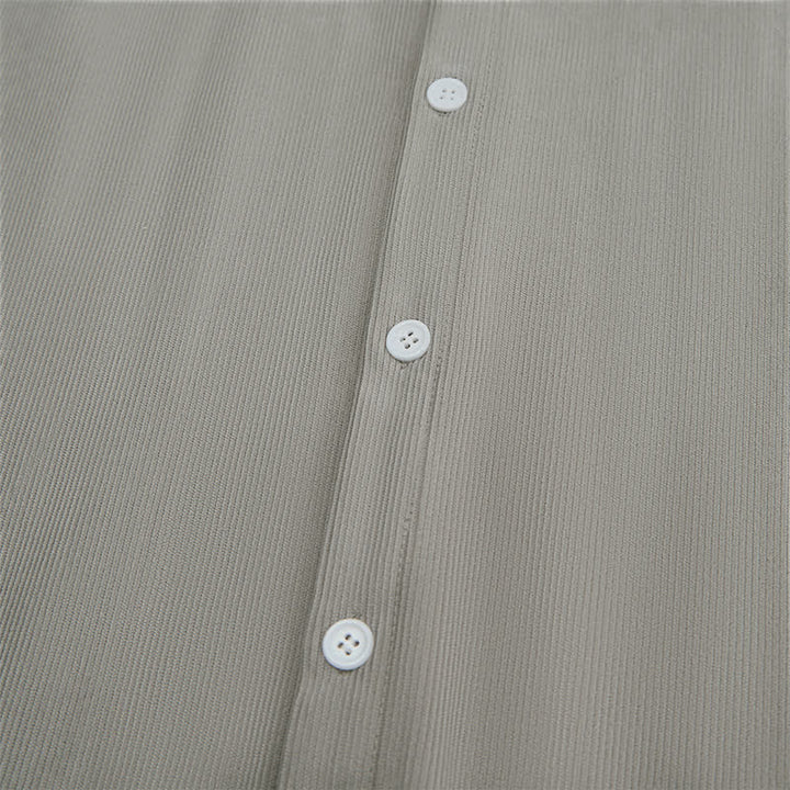 Buddha Stones Fall Casual Solid Corduroy Men's Long Sleeve Shirts With Patch Pockets - image 14