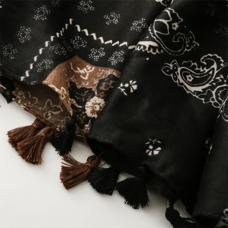 Buddha Stones Spring Fall Boho Paisley Patchwork Tassel Women's Scarf - image 10