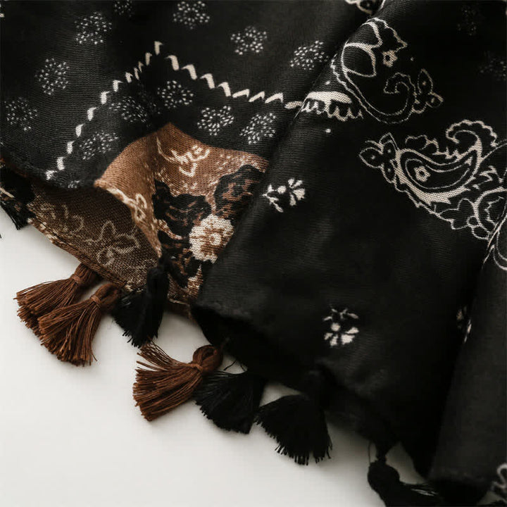 Buddha Stones Spring Fall Boho Paisley Patchwork Tassel Women's Scarf - image 10
