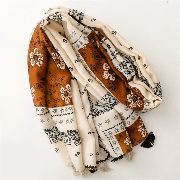 Buddha Stones Spring Fall Boho Paisley Patchwork Tassel Women's Scarf - image 1