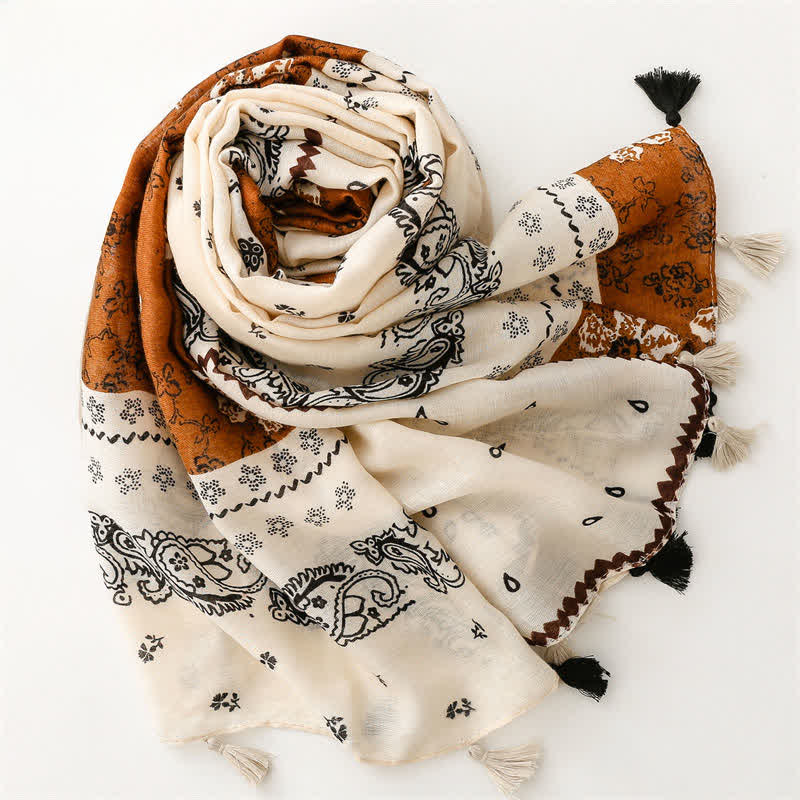 Buddha Stones Spring Fall Boho Paisley Patchwork Tassel Women's Scarf - image 2