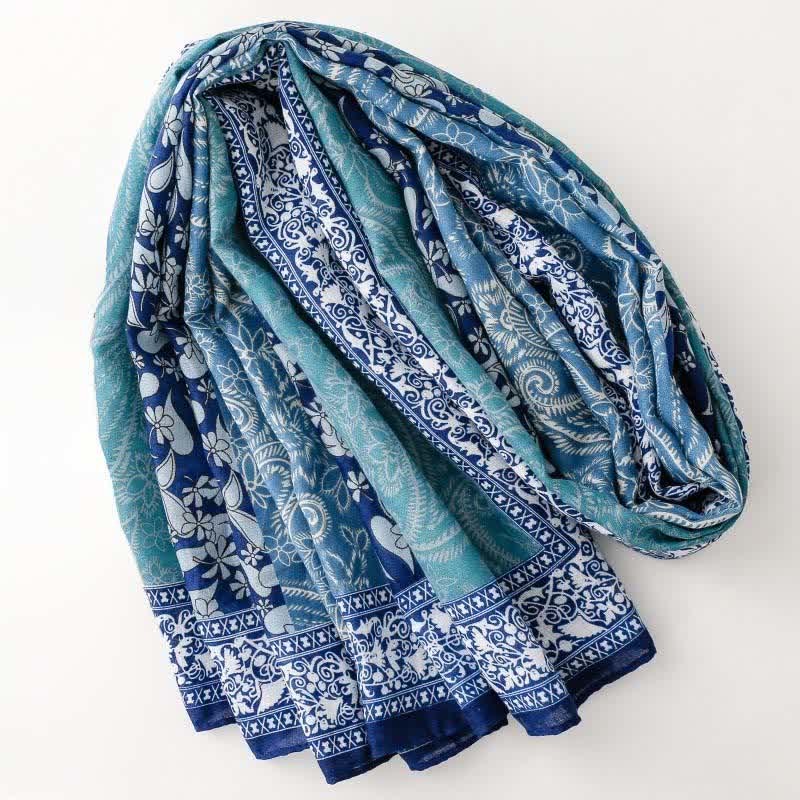 Buddha Stones Fall Winter Paisley Floral Border Print Soft Women's Scarf - image 9