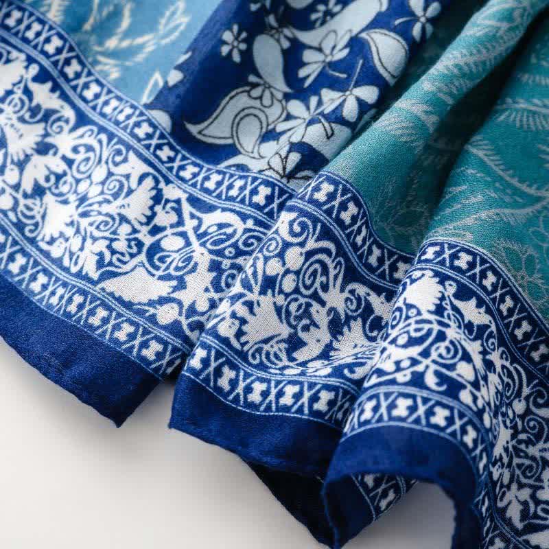 Buddha Stones Fall Winter Paisley Floral Border Print Soft Women's Scarf - image 11