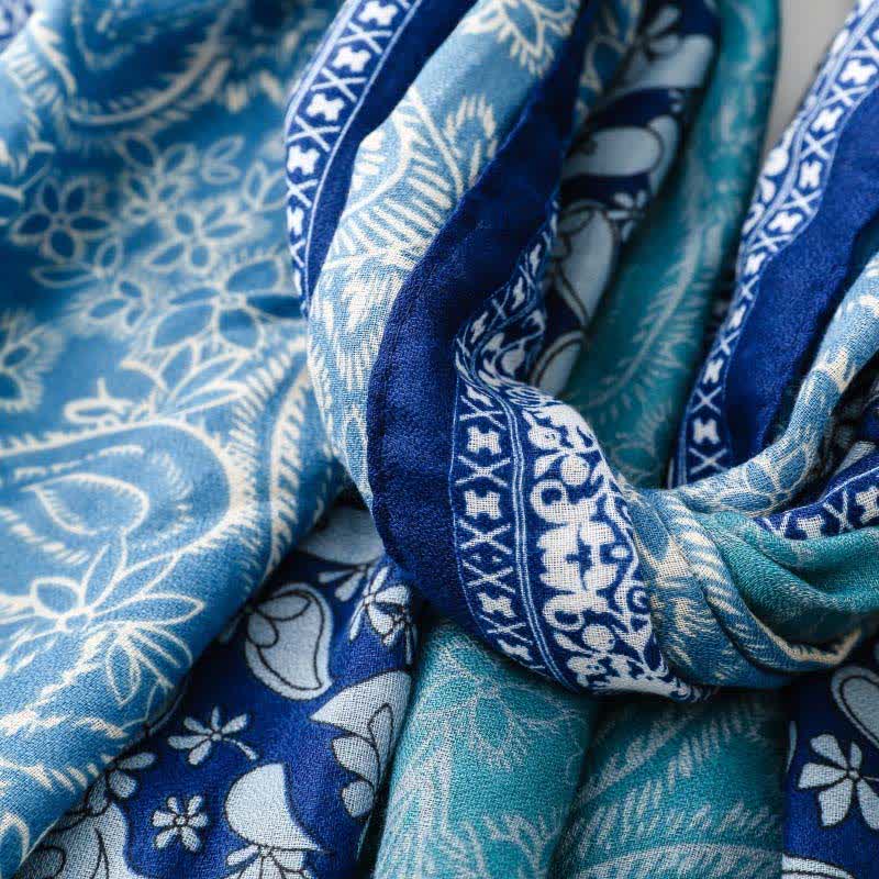 Buddha Stones Fall Winter Paisley Floral Border Print Soft Women's Scarf - image 10