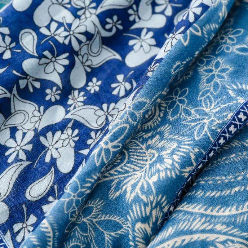 Buddha Stones Fall Winter Paisley Floral Border Print Soft Women's Scarf - image 12