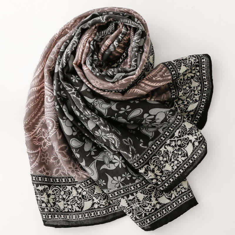 Buddha Stones Fall Winter Paisley Floral Border Print Soft Women's Scarf - image 20