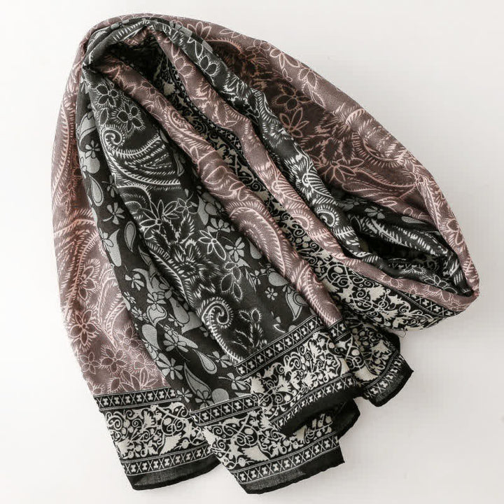 Buddha Stones Fall Winter Paisley Floral Border Print Soft Women's Scarf - image 21
