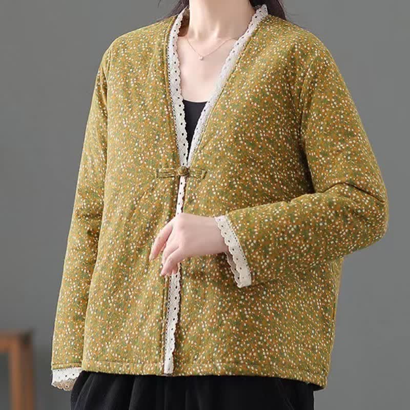 Buddha Stones Fall Winter Vintage Elegant Button-Up Floral Knit Women's Jackets - image 4